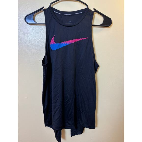 Nike Dri-Fit Running Tank Top Pixel Swoosh Black Sz S - $45 - Picture 1 of 4
